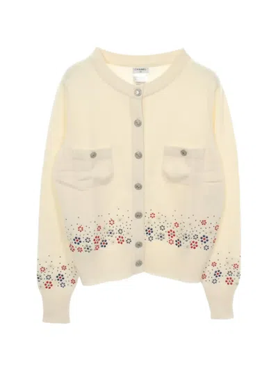 Pre-owned Chanel 1986-1988 Coco Mark Studs Cardigan In Neutrals