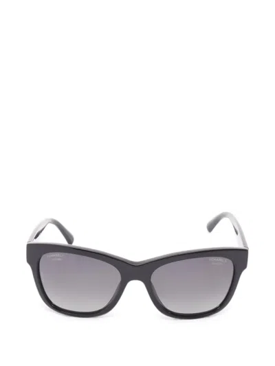 Pre-owned Chanel 1986-1988 Coco Mark Sunglasses In Black