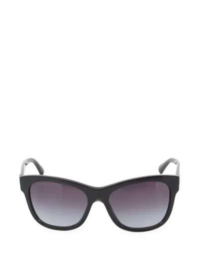 Pre-owned Chanel 1986-1988 Coco Mark Sunglasses In Black