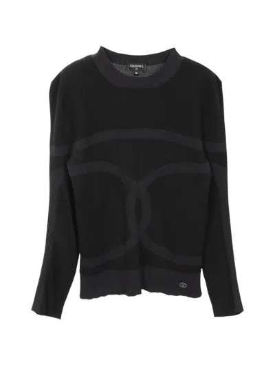 Pre-owned Chanel 1986-1988 Coco Mark Sweater In Black