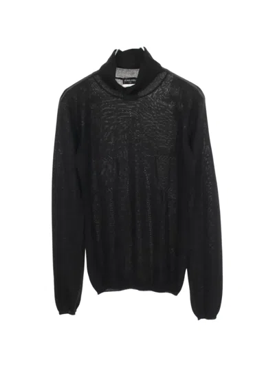 Pre-owned Chanel 1986-1988 Coco Mark Turtleneck Sweater In Black