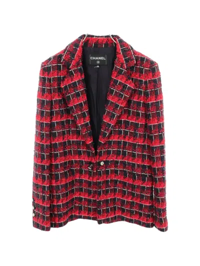 Pre-owned Chanel 1986-1988 Coco Mark Tweed Jacket In Red
