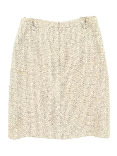 Pre-owned Chanel 1986-1988 Coco Mark Tweed Midi Skirt In Neutrals