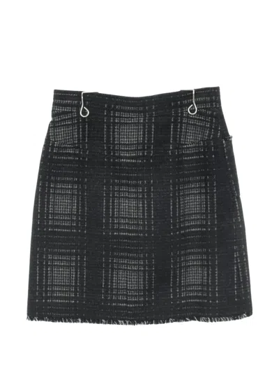 Pre-owned Chanel 1986-1988 Coco Mark Tweed Mini Skirt In Black