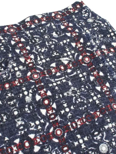 Pre-owned Chanel 1986-1988 Coco Mark Tweed Skirt In Blue