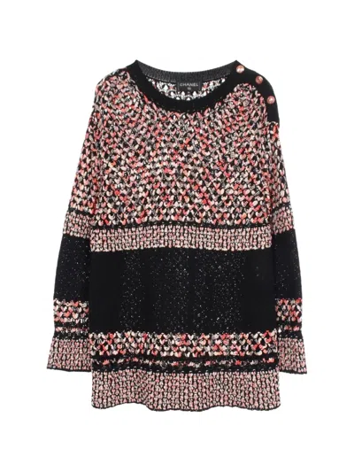 Pre-owned Chanel 1986-1988 Coco-button Sweater In Black