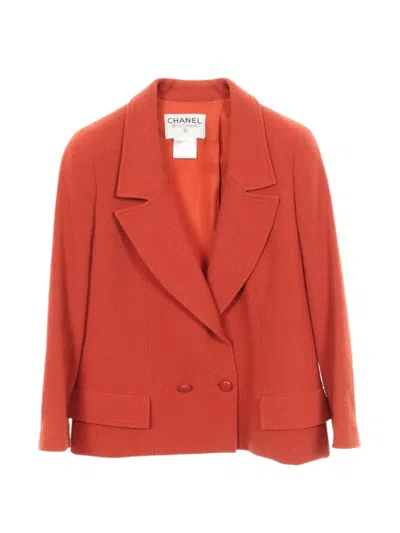 Pre-owned Chanel 1986-1988 Cocomark Button Blazer In Orange