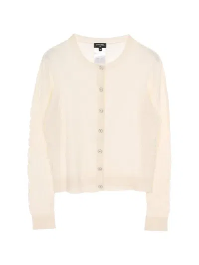 Pre-owned Chanel 1986-1988 Cocomark Button Cardigan In Neutrals