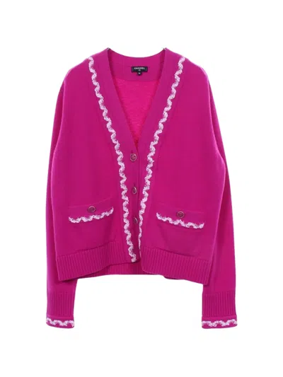 Pre-owned Chanel 1986-1988 Cocomark Button Cardigan In Pink
