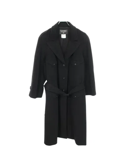 Pre-owned Chanel 1986-1988 Cocomark Button Coat In Black