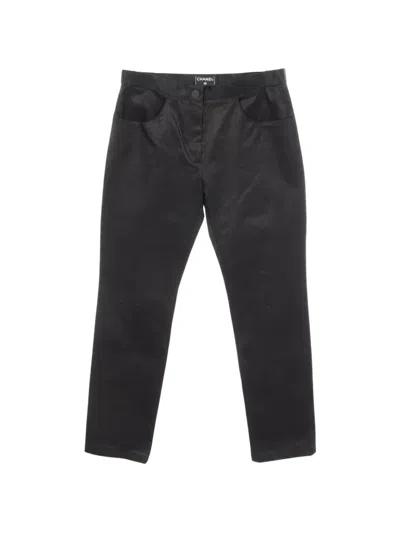 Pre-owned Chanel 1986-1988 Cocomark Button Jeans In Black