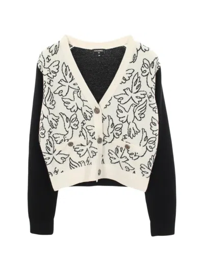 Pre-owned Chanel 1986-1988 Cocomark Button Pattern Cardigan In Black