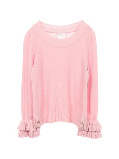 Pre-owned Chanel 1986-1988 Cocomark Button Sweater In Pink