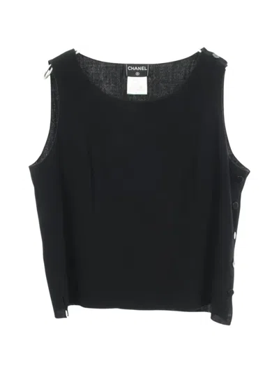 Pre-owned Chanel 1986-1988 Cocomark Button Tank Top In Black