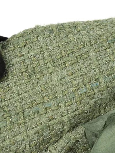Pre-owned Chanel 1986-1988 Cocomark Button-down Tweed Wool Jacket In Green