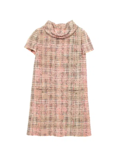 Pre-owned Chanel 1986-1988 Cocomark Tweed Mini Dress In Pink