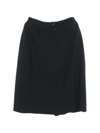 Pre-owned Chanel 1986-1988 Cocomark-button Midi Skirt In Black