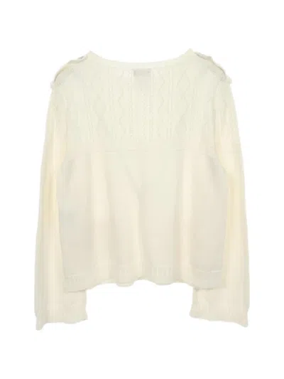 Pre-owned Chanel 1986-1988 Cocomark-button Sweater In White