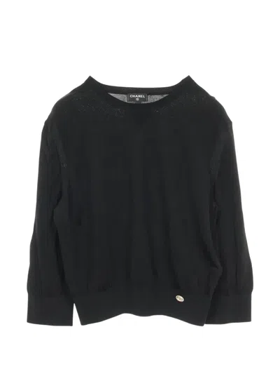 Pre-owned Chanel 1986-1988 Crew-neck Sweater In Black