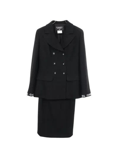 Pre-owned Chanel 1986-1988 Double-breasted Skirt Suit In Black