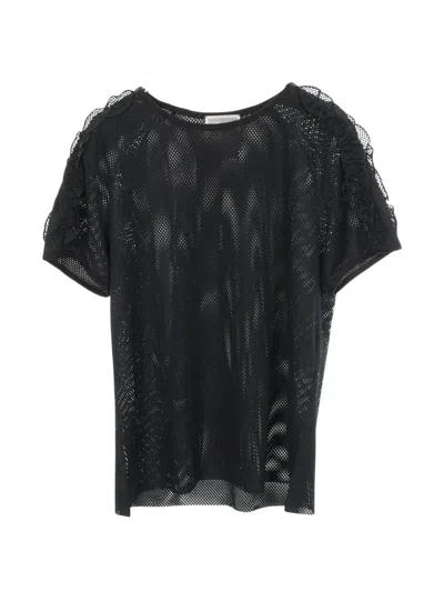 Pre-owned Chanel 1986-1988 Frill Mesh Top In Black
