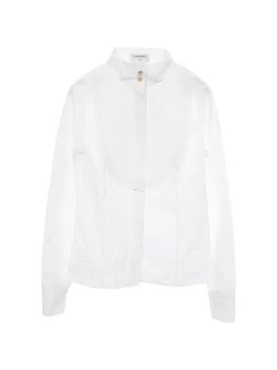 Pre-owned Chanel 1986-1988 Frilled Blouse In White
