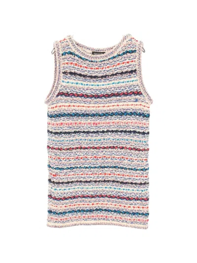 Pre-owned Chanel 1986-1988 Gripoa Button Knit Dress In Pink