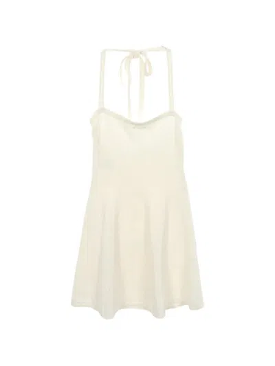 Pre-owned Chanel 1986-1988 Halter Neck Mini Dress In White