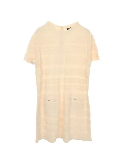 Pre-owned Chanel 1986-1988 Intarsia-knit Mini Dress In Neutral
