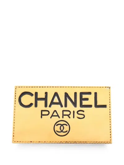 Pre-owned Chanel 1986-1988 Interlocking Cc Brooch In Gold