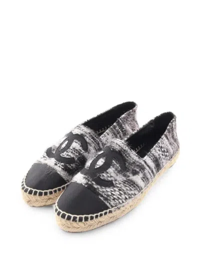 Pre-owned Chanel 1986-1988 Logo Espadrilles In Grey