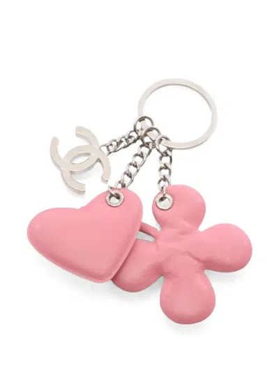 Pre-owned Chanel 1986-1988 Logo-charm Keyring In Silver
