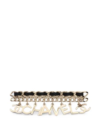 Pre-owned Chanel 1986-1988 Logo-detail Brooch In Gold