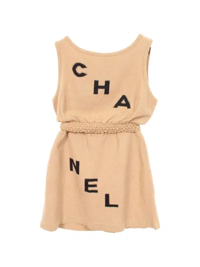 Pre-owned Chanel 1986-1988 Logo-knit Tank Top And Skirt Set In Neutrals