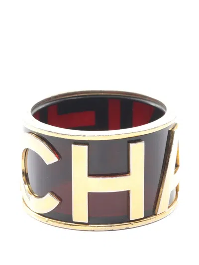 Pre-owned Chanel 1986-1988 Logo-lettering Bangle In Gold
