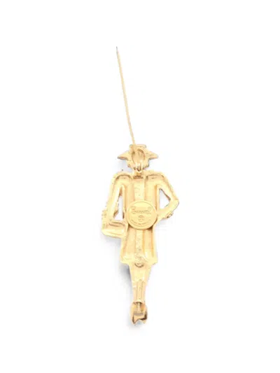 Pre-owned Chanel 1986-1988 Mademoiselle Brooch In Gold