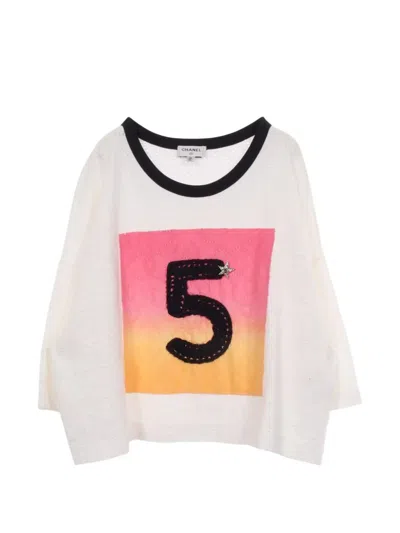 Pre-owned Chanel 1986-1988 No.5 Coco Mark T-shirt In White