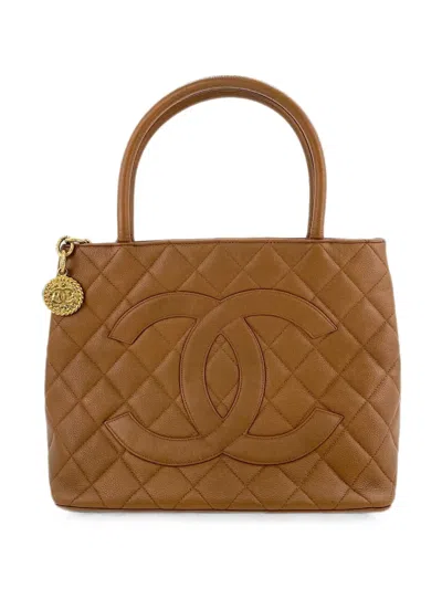 Pre-owned Chanel 1986-1988 Revival Diamond-quilted Tote Bag In Brown