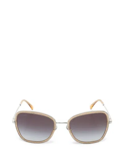 Pre-owned Chanel 1986-1988 Rhinestone Gradient Sunglasses In Silver