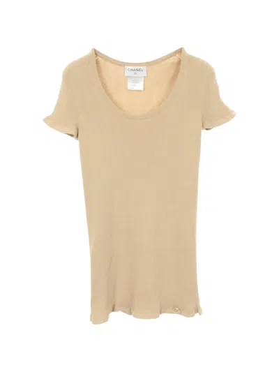 Pre-owned Chanel 1986-1988 Ribbed T-shirt In Neutrals