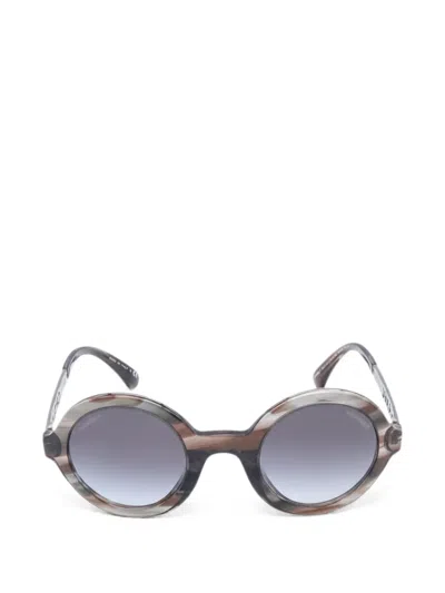 Pre-owned Chanel 1986-1988 Round-frame Sunglasses In Brown