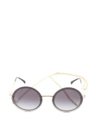 Pre-owned Chanel 1986-1988 Round-frame Sunglasses In Gold