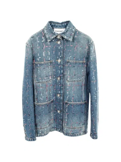 Pre-owned Chanel 1986-1988 Sequin-embellished Jacket In Blue