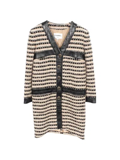 Pre-owned Chanel 1986-1988 Single-breasted Tweed Coat In Neutral