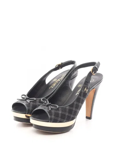 Pre-owned Chanel 1986-1988 Slingback Sandals In Black