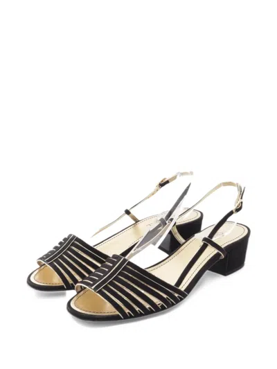 Pre-owned Chanel 1986-1988 Slingback Sandals In Black