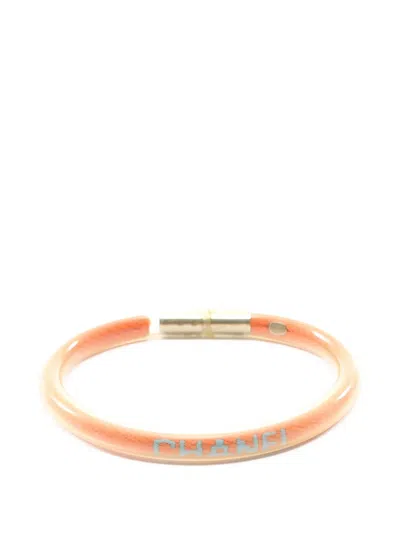 Pre-owned Chanel 1986-1988 Sports Line Logo Tube Bracelet In Gold