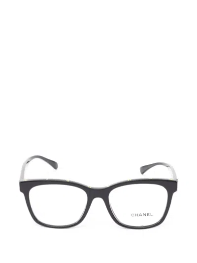 Pre-owned Chanel 1986-1988 Square-frame Glasses In Black