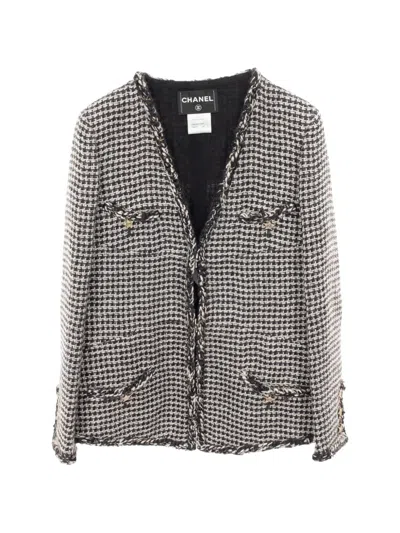 Pre-owned Chanel 1986-1988 Star-embellished Tweed Jacket In Black
