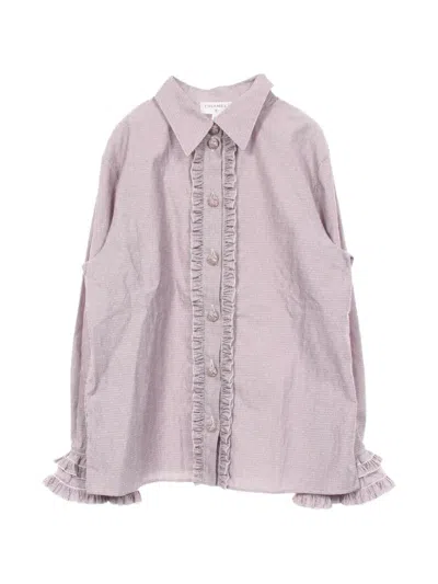 Pre-owned Chanel 1986-1988 Striped Frill Shirt In Purple
